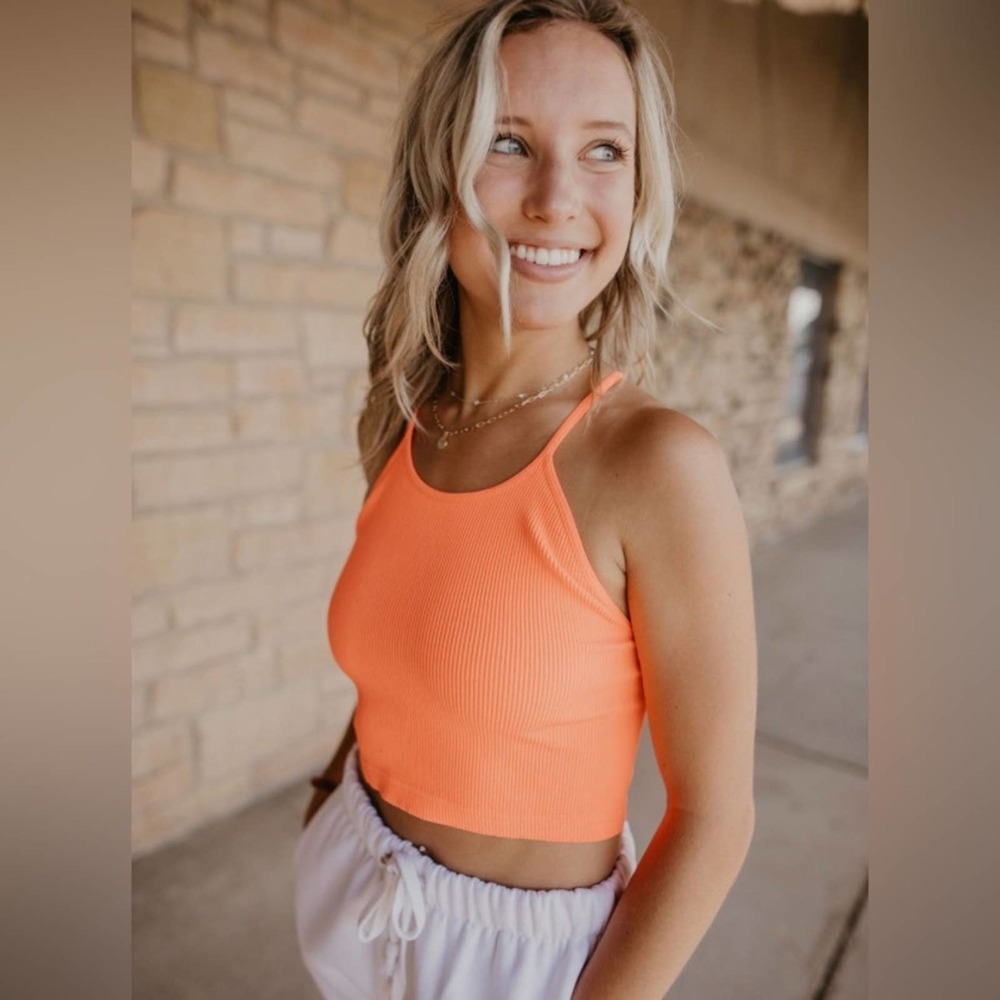 FREE People Cropped Run Tank | Peach Horizon | NWT